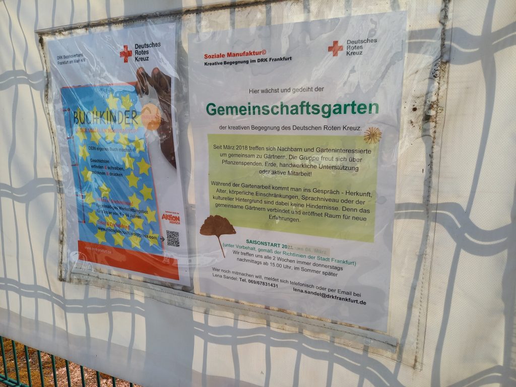 Gemeinschaftsgarten im Hof vor der Sozialen Manufaktur des Deutschen Roten Kreuz (DRK) in Bockenheim/ Foto: Karola Neder